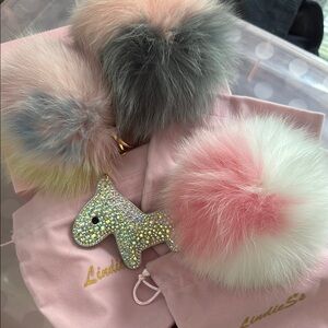 Pink and Gray Pom Pom Key & Card Holders